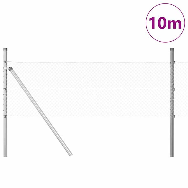 vidaXL Fence with Posts Silver 0.4 x 10 m PVC-coated steel
