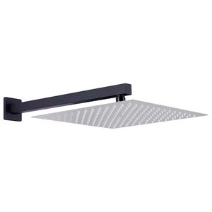 vidaXL Shower Support Arm Square Stainless Steel 201 Black 30 cm