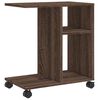 vidaXL Side Table with Wheels Brown Oak 50x30x55 cm Engineered Wood