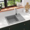 vidaXL Kitchen Sink with Overflow Hole Oval Grey Granite