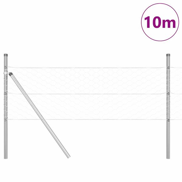 vidaXL Fence Post Silver 10 x 0.4 m (50 mm mesh) Steel