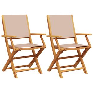 vidaXL Garden Chairs 2 pcs Taupe Solid Wood Acacia and Fabric