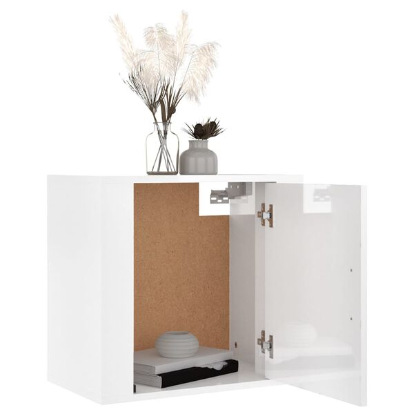 vidaXL Wall-mounted Bedside Cabinet High Gloss White 50x30x47 cm