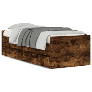 vidaXL Bed Frame with Drawers without Mattress Smoked Oak 90x200 cm