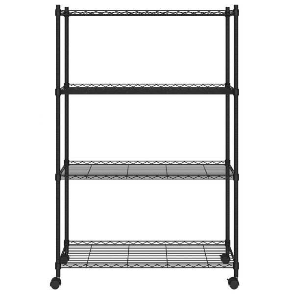 vidaXL 4-Tier Storage Shelf with Wheels 90x35x142 cm Black 200 kg