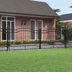 vidaXL Fence Gate with Spear Top Black 406x125 cm Powder-coated Steel