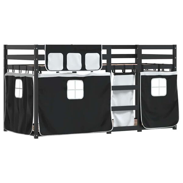 vidaXL Bunk Bed without Mattress White&Black 90x190 cm Single Solid Wood Pine