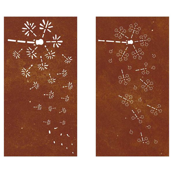 vidaXL Garden Wall Decorations 2pcs 105x55cm Corten Steel Flower Design