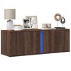 vidaXL TV Wall Cabinet with LED Lights Brown Oak 100x31x35 cm