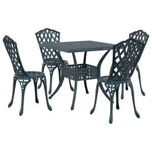 vidaXL Garden Table Set 5 pcs Green Cast Aluminium