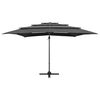 vidaXL 4-Tier Garden Parasol with Aluminium Pole Anthracite 250x250 cm