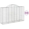 vidaXL Arched Gabion Baskets 30 pcs 200x50x120/140 cm Galvanised Iron