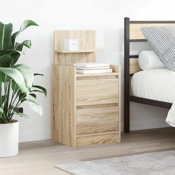 vidaXL Bedside Cabinet with 2 Drawers Sonoma Oak 38x34x80 cm