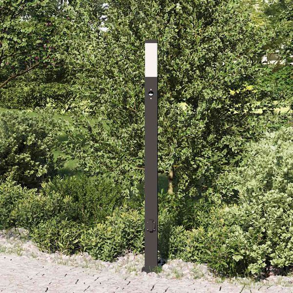 vidaXL Bollard Light with Sensor&Outlet 110 cm Black IP44