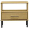 vidaXL Bedside Table with Metal Legs Brown Solid Wood Pine OSLO
