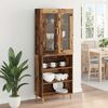 vidaXL Highboard Old Wood 69.5 x 34 x 180 cm Engineered Wood and Glass