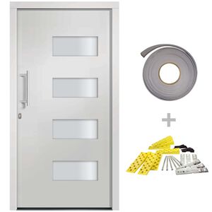 vidaXL Front Door Aluminium and PVC White 100x200 cm