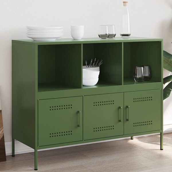 vidaXL Sideboard Olive Green 100.5x39x79 cm Steel