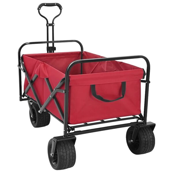 vidaXL Folding Hand Trolley Red 89 x 63 x 96 cm Steel and Oxford Cloth
