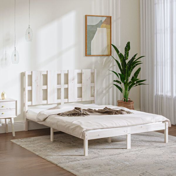 vidaXL Bed Frame without Mattress White 140x190 cm Solid Wood Pine