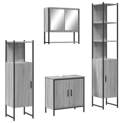 vidaXL 4 Piece Bathroom Furniture Set Grey Sonoma Engineered Wood