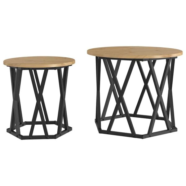 vidaXL Side Table 2 pcs Artisan Oak Engineered Wood and Steel