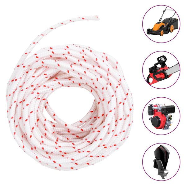 vidaXL Pull Starter Cord White and Red &Oslash;5 mm 10 m Nylon
