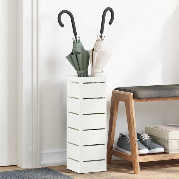 vidaXL Umbrella Stand with Storage White 15.5 x 15.5 x 49 cm Steel