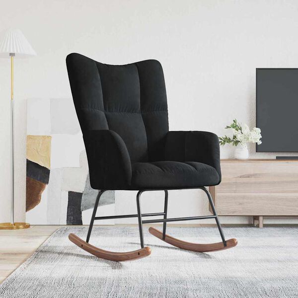 vidaXL Rocking Chair Black 78 x 61 x 98 cm Velvet