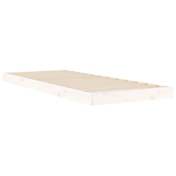 vidaXL Bed Frame without Mattress White 75x190 cm Small Single Solid Wood Pine