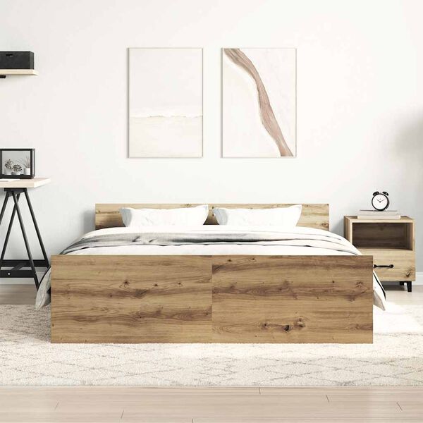 vidaXL Bed Frame without Mattress Artisan Oak 150x200cm Engineered Wood
