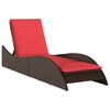 vidaXL Sun Lounger with Cushion Brown 60x205x73 cm Poly Rattan