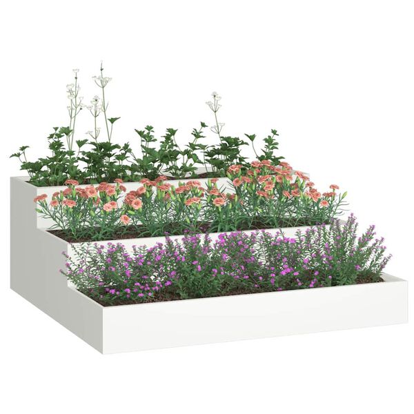 vidaXL Garden Planter White 90 x 90 x 35 cm Cold-rolled Steel