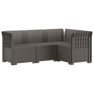 vidaXL 4-Seater Garden Sofa Rattan Look PP Light Grey