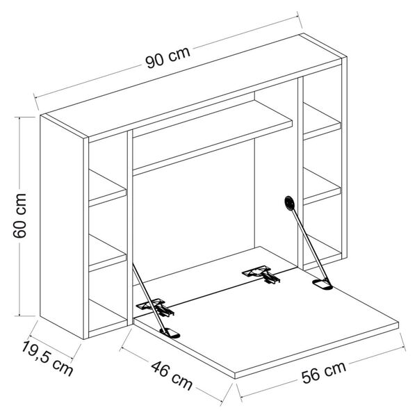 Homemania Wall Mounted Folding Desk Omega 90x19.5x60 cm White