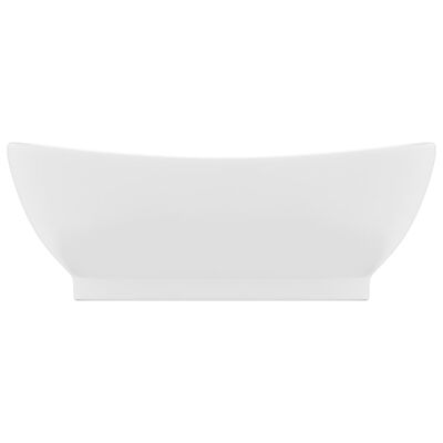 vidaXL Luxury Basin Overflow Oval Matt White 58.5x39 cm Ceramic