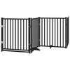 vidaXL Dog Gate with Door Foldable 10 Panels Black 800 cm Poplar Wood