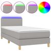 vidaXL Box Spring Bed with Mattress&LED Light Grey 90x200cm Fabric
