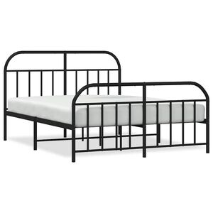 vidaXL Metal Bed Frame without Mattress with Footboard Black 183x213cm
