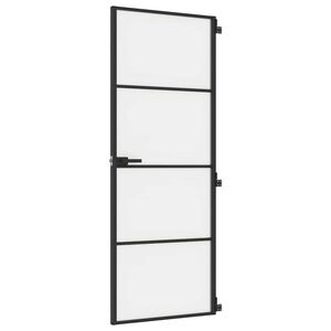 vidaXL Interior Door Slim Black 76x201.5 cm Tempered Glass&Aluminium