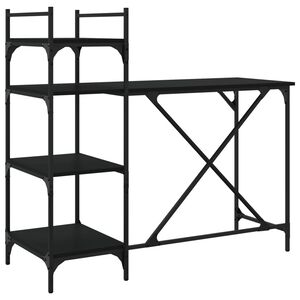 vidaXL Computer Desk with Shelves Black 120x47x109 cm
