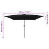 vidaXL Garden Parasol Black 295 x 295 x 245 cm Polyester and Steel