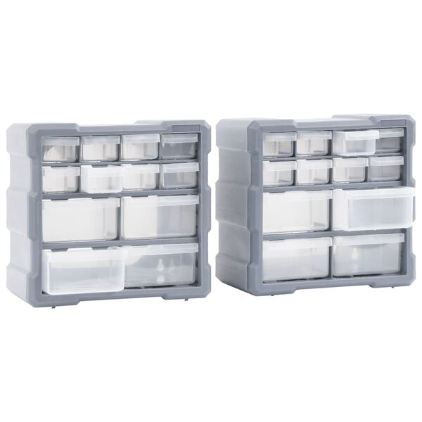 vidaXL Multi-drawer Organisers with 12 Drawers 2 pcs 26.5x16x26 cm