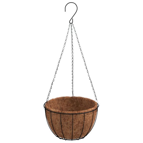 vidaXL Hanging Planters 4 pcs with Coco Liners Black &Oslash; 35x52 cm Steel