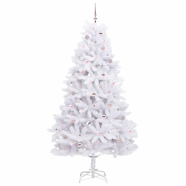 vidaXL Artificial Hinged Christmas Tree White 240 cm PVC and Steel