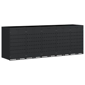 vidaXL Wheelie Bin Storage for 5 Bins Black 340 x 77.5 x 121.5 cm