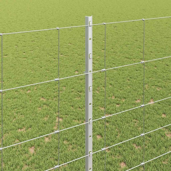 vidaXL Fence with Post Silver 1.6 x 25 m Steel