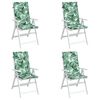 vidaXL Highback Chair Cushions 4 pcs Leaf Pattern Fabric