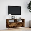 vidaXL TV Wall Cabinet with LED Lights Smoked Oak 100x31x45 cm