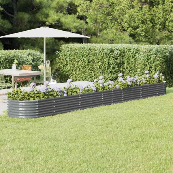vidaXL Garden Raised Bed Galvanised Steel 512x80x36 cm Anthracite